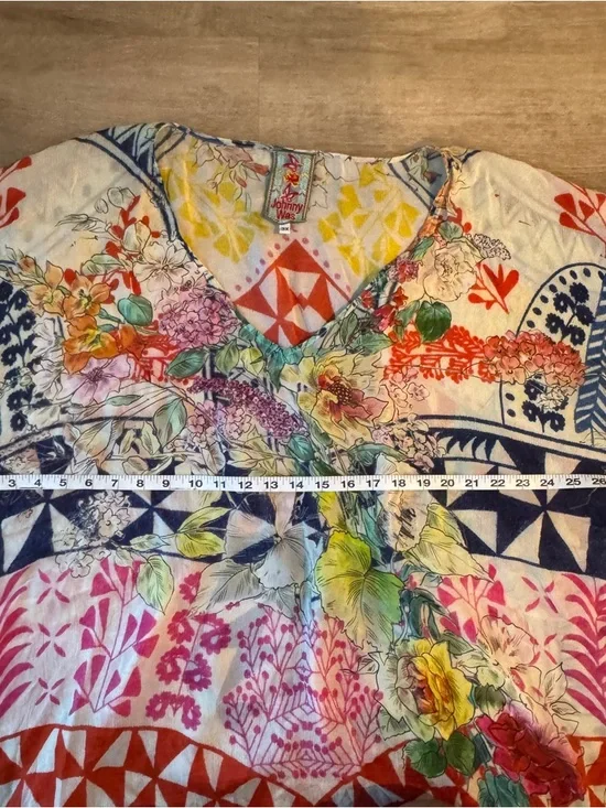 Johnny Was Womens 3X Multicolor Boho Floral Print Tunic Top - Picture 3 of 7
